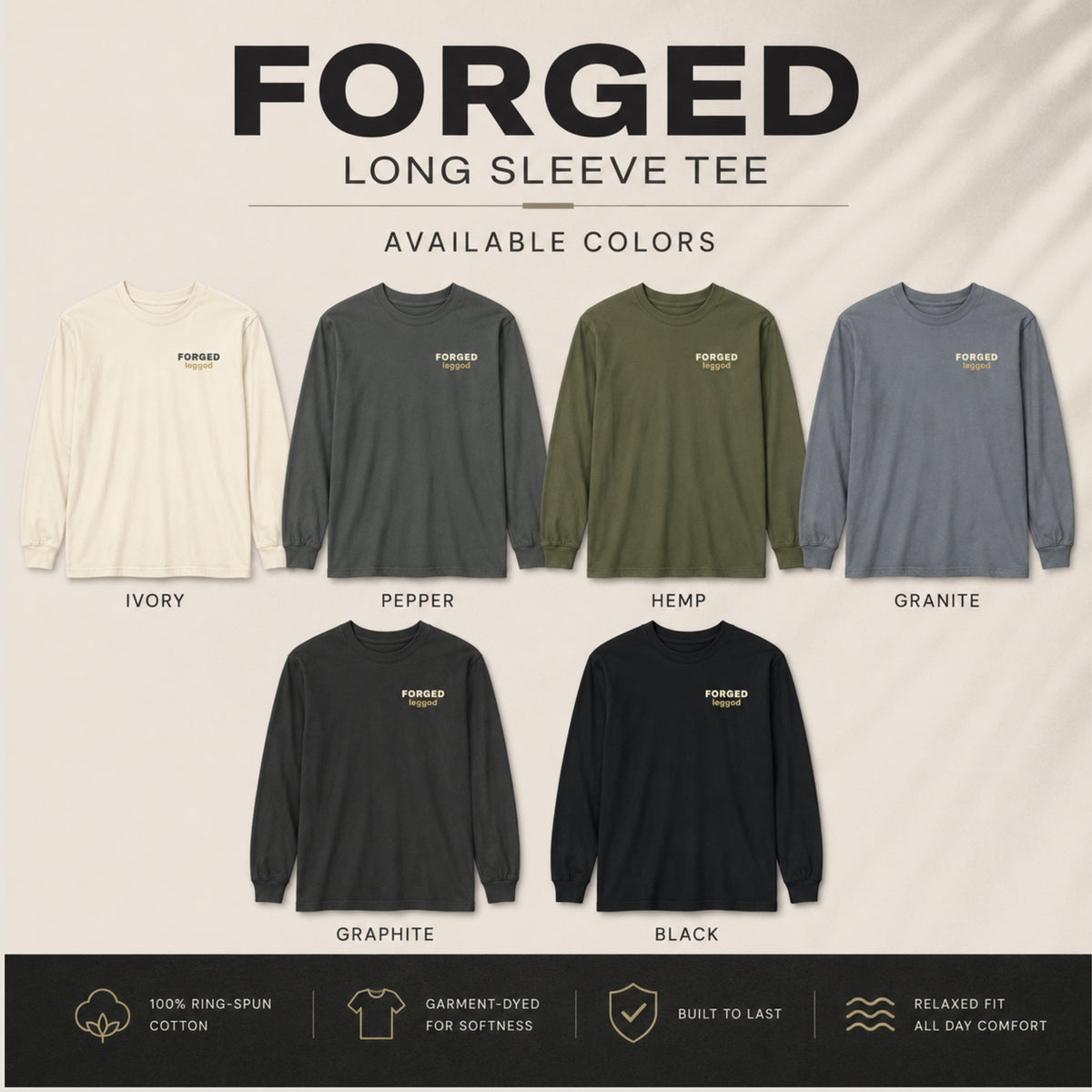 FORGED™ Long Sleeve Tee | Comfort Colors® 6014 | Premium Garment-Dyed Unisex Shirt