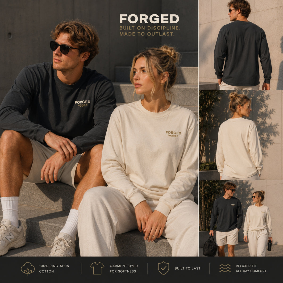FORGED™ Long Sleeve Tee | Comfort Colors® 6014 | Premium Garment-Dyed Unisex Shirt