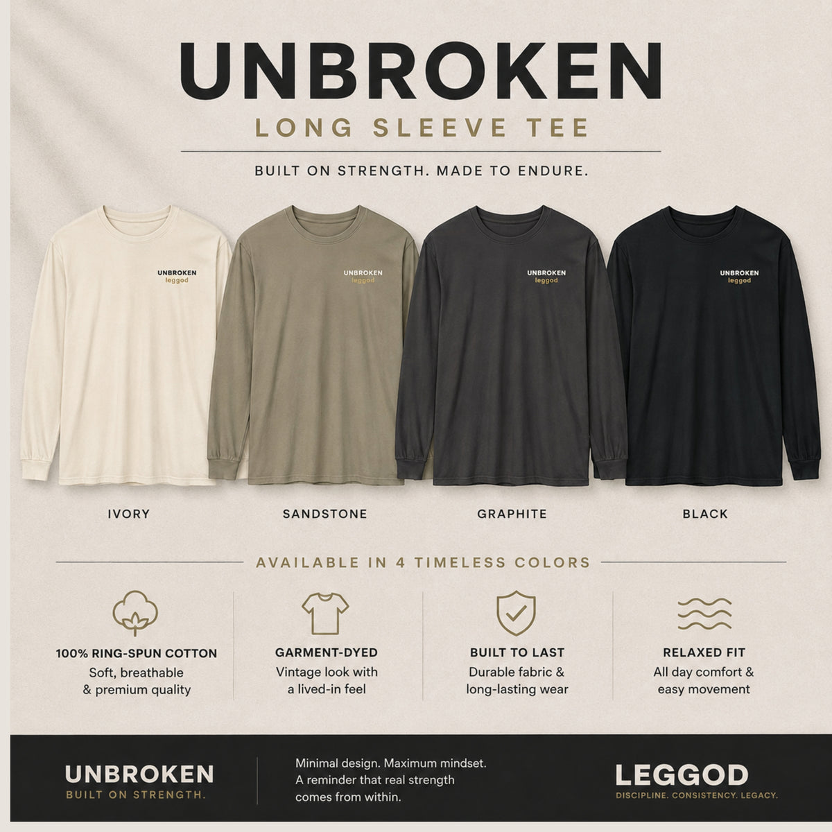 UNBROKEN™ Long Sleeve Tee | Comfort Colors® 6014 | Premium Garment-Dyed Unisex Shirt