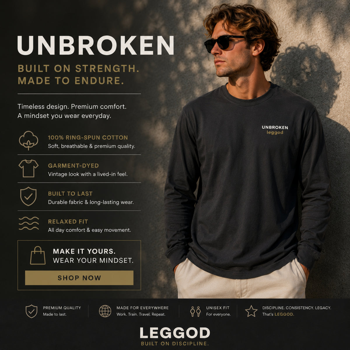 UNBROKEN™ Long Sleeve Tee | Comfort Colors® 6014 | Premium Garment-Dyed Unisex Shirt