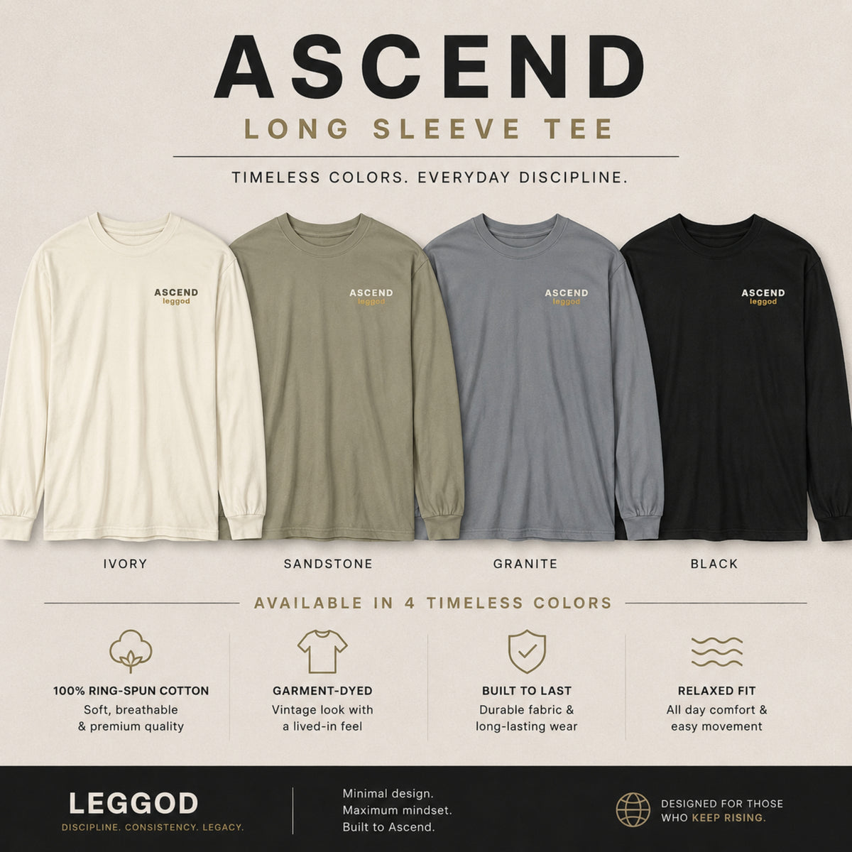 ASCEND™ Long Sleeve Tee | Comfort Colors® 6014 | Premium Garment-Dyed Unisex Shirt