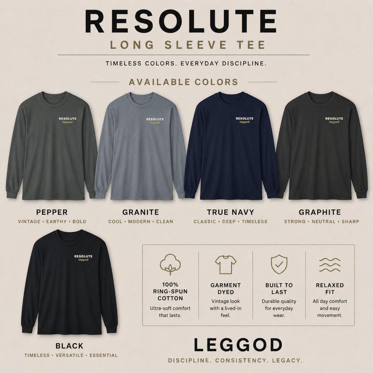 RESOLUTE™ Long Sleeve Tee | Comfort Colors® 6014 | Premium Garment-Dyed Unisex Shirt