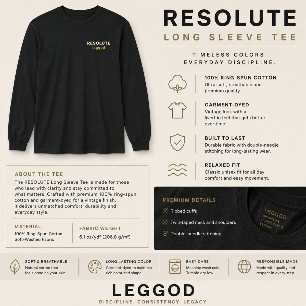 RESOLUTE™ Long Sleeve Tee | Comfort Colors® 6014 | Premium Garment-Dyed Unisex Shirt