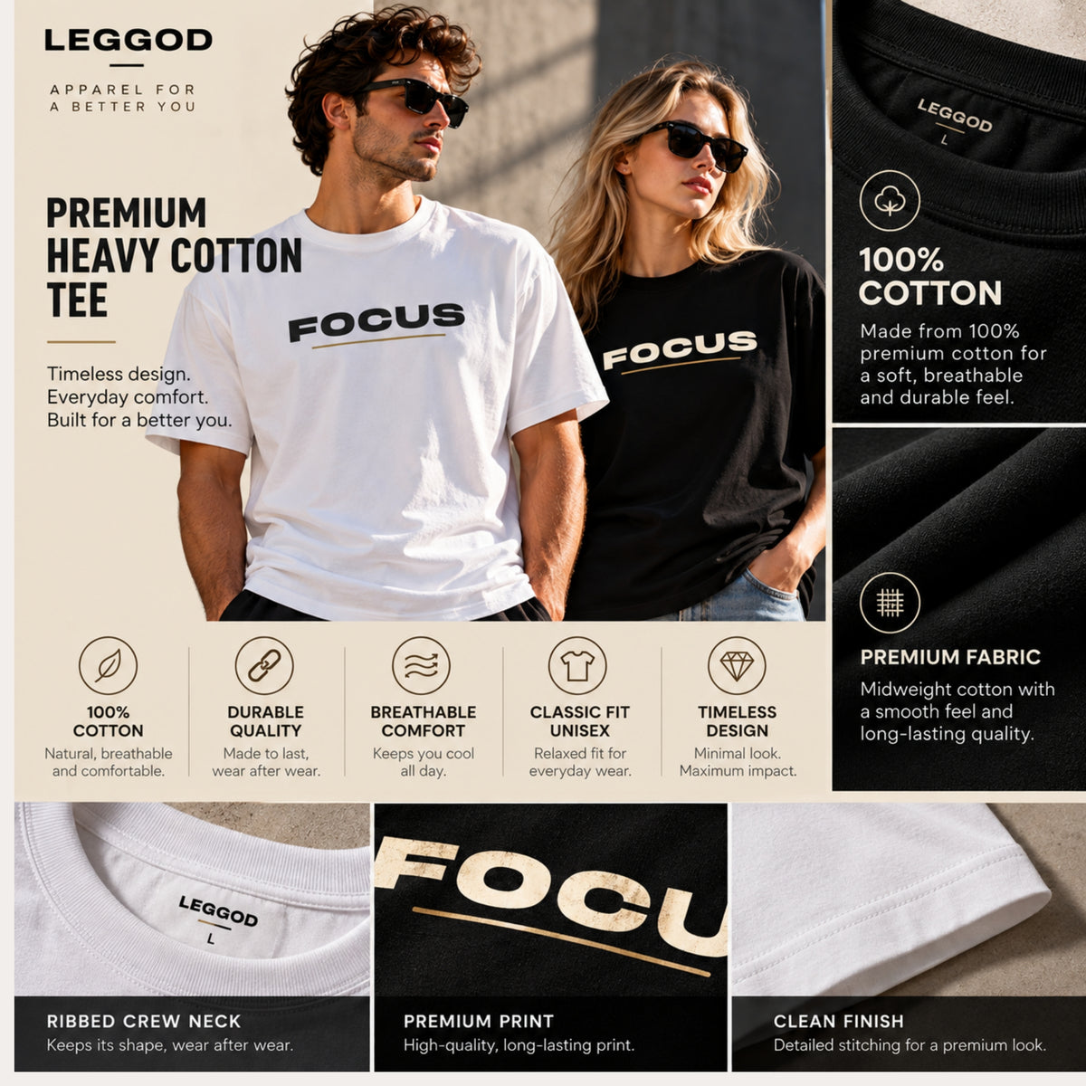 FOCUS™ Premium Heavyweight Cotton T-Shirt