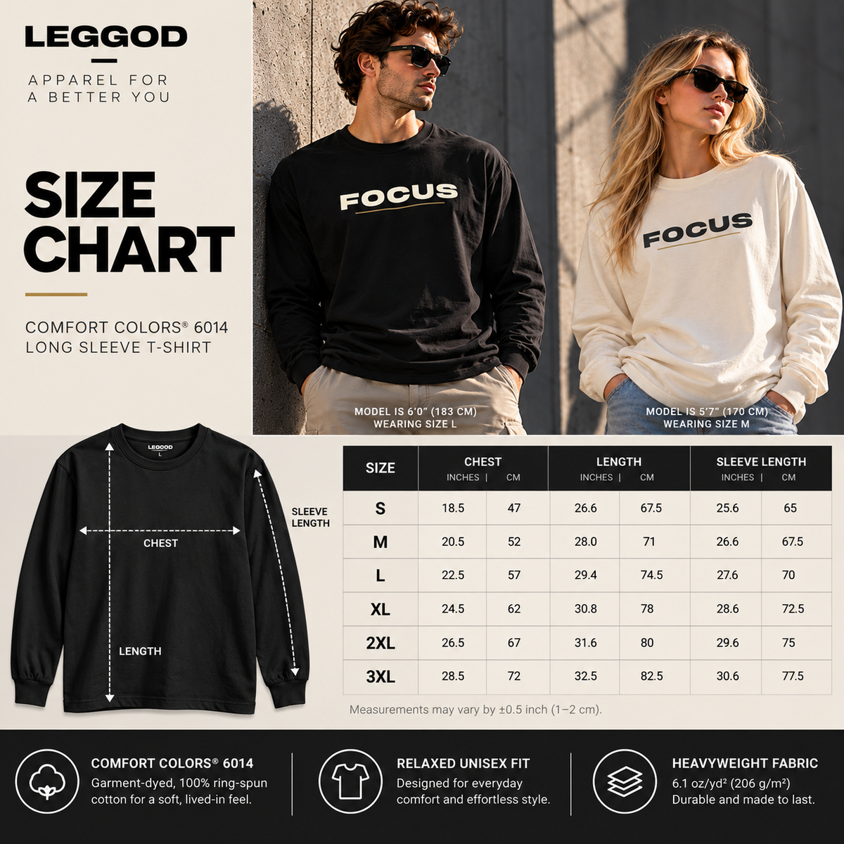FOCUS™ Premium Garment-Dyed Long Sleeve T-Shirt